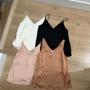 H&M Satin Tank Tops - Black, Ivory, nude, Copper